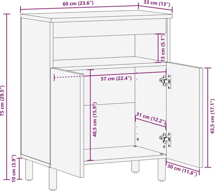 Image du produit vidaXL Sideboard (60 x 33 x 75 cm)