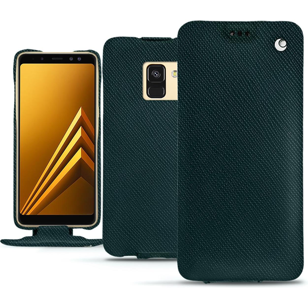 Noreve Lederschutzhülle vertikal (Samsung Galaxy A8 (2018)), Smartphone Hülle, Grün