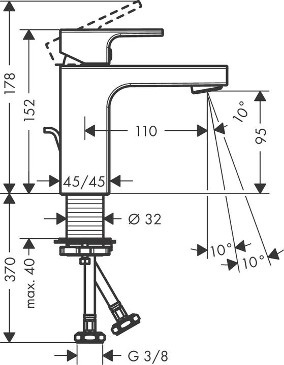 Produktbild hansgrohe HG EH-WT-MI VERNIS Shape 100 m Zugst-Ablaufgarn. 1 1/4Zoll mattschwar
