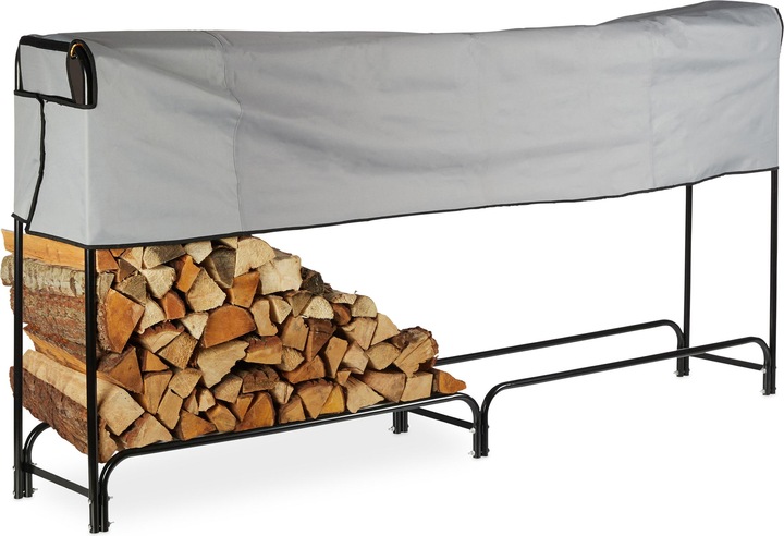 Immagine prodotto Relaxdays Scaffale portalegna da camino (245 x 40 x 122 cm)