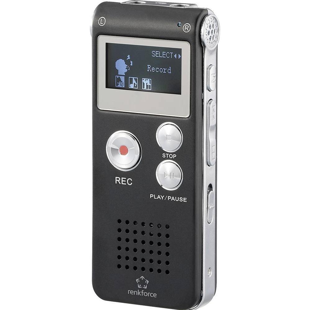Renkforce RF-DVR-L169 Digitales Diktiergerät Aufzeichnungsdauer (max.) 40 h Schw (8 Go), Dictaphone, Noir