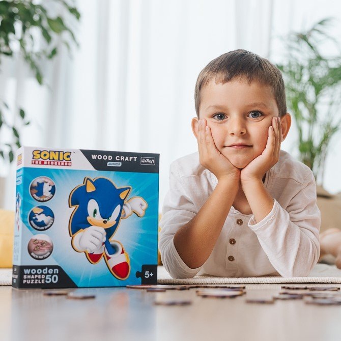 Productafbeelding Trefl Houten Puzzel Speciale Vorm 50 - Sonic (50 onderdelen)