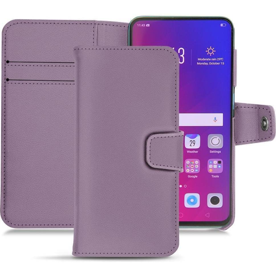 Noreve Lederschutzhülle Wallet (Oppo Find X), Smartphone Hülle, Violett