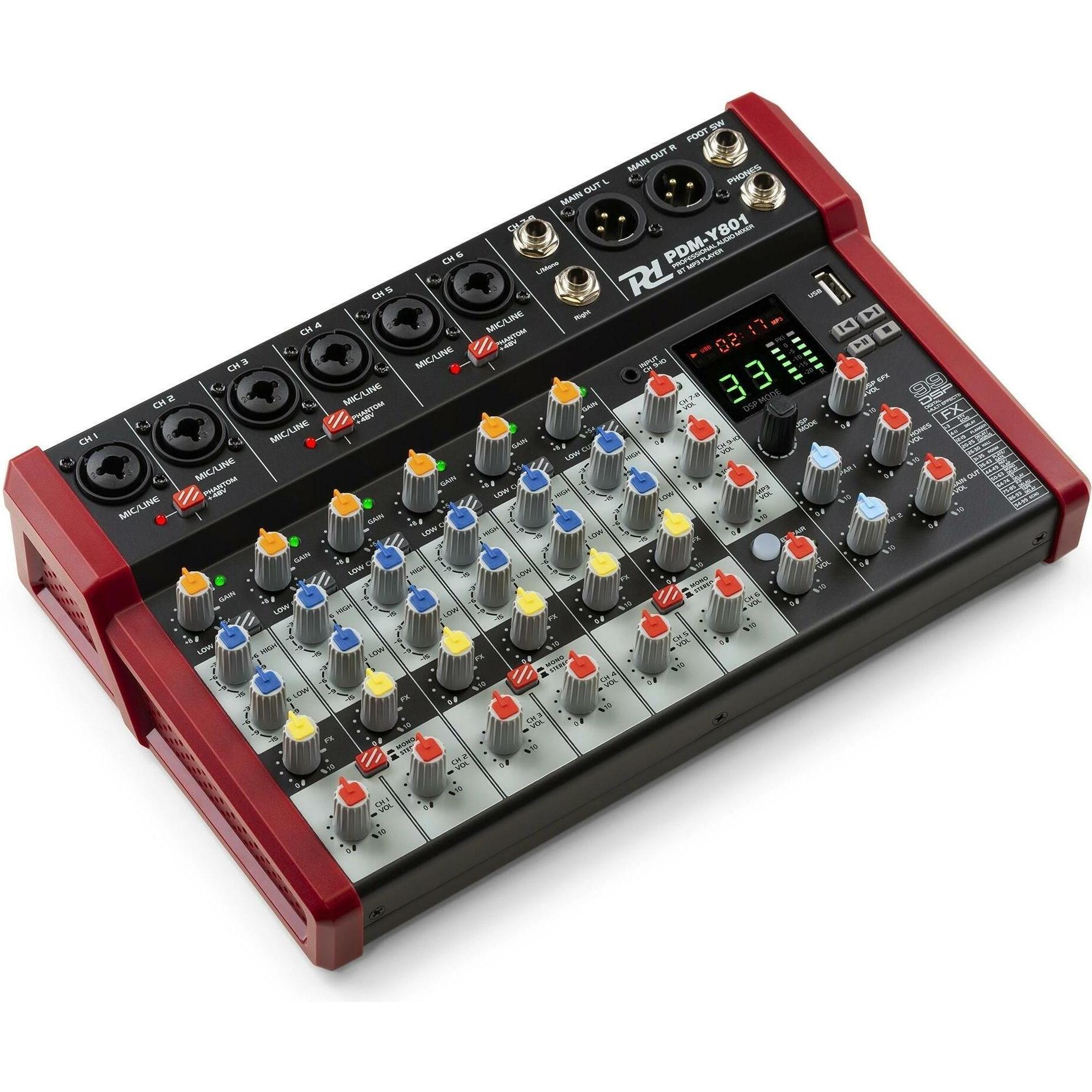 Power Dynamics PDM-Y801 (Mixer da studio e live), Mixer audio, Rosso, Nero
