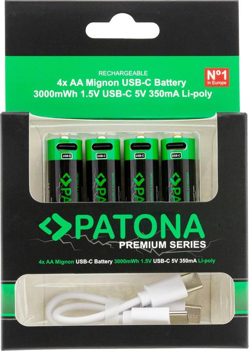 Actual product image Patona Premium 4x Micro AA USB-C (4 pcs., AA, 2000 mAh)