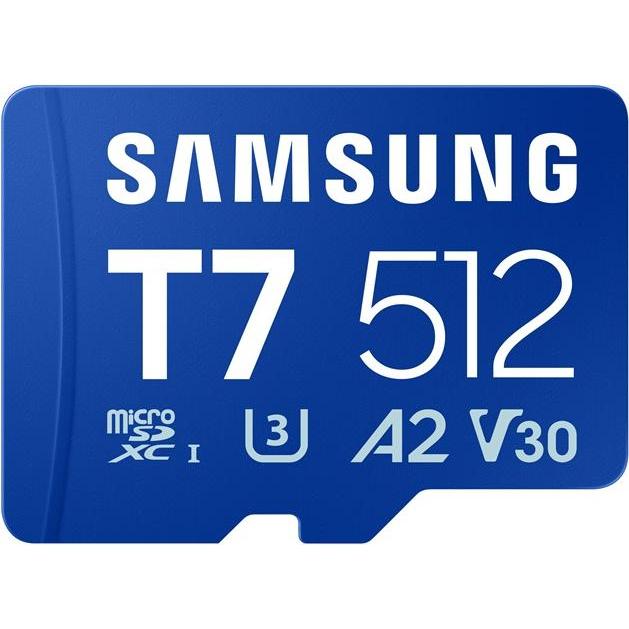 Samsung SD MicroSD Card 512GB SDXC T7 Reader (Class10) (512 GB, microSDXC, SDXC), Scheda di memoria