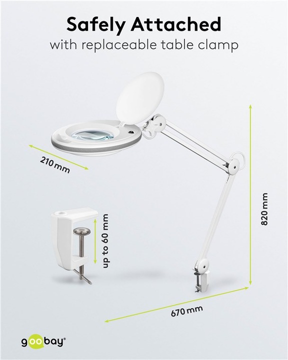 Actual product image Goobay LED clamp magnifier lamp, 8 W