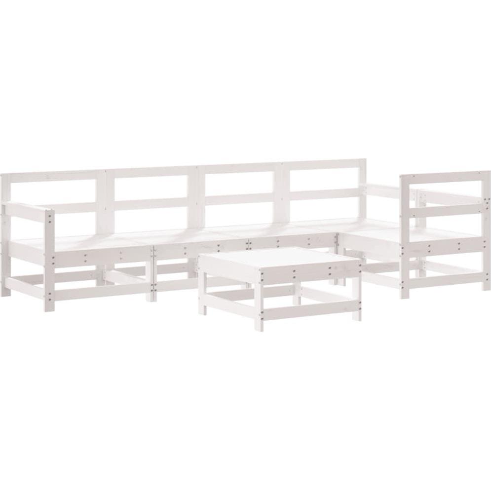 VidaXL, Gartenlounge, 6-tlg. Garten-Lounge-Set Weiss Massivholz Kiefer,Farbe