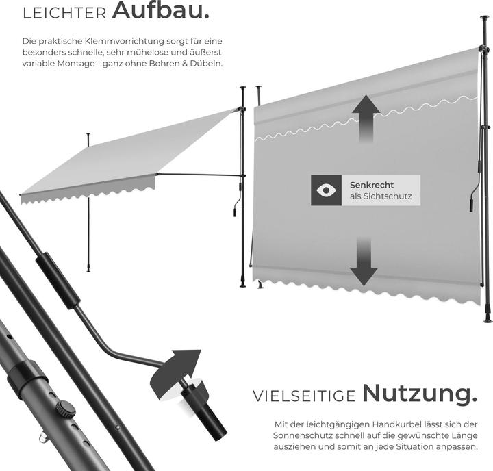 Produktbild tectake Klemmmarkise (3.50 m)