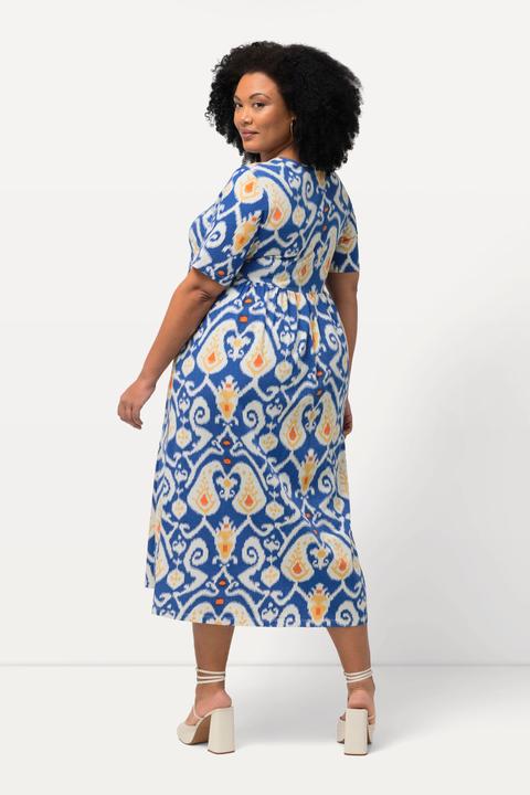 Produktbild Ulla Popken Jerseykleid, Paisley, A-Linie, Rundhals, Halbarm (60)