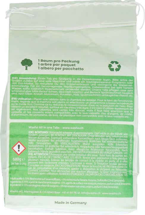 Actual product image Washo Dishwasher tabs (Tabs, 34 Washing cycles)