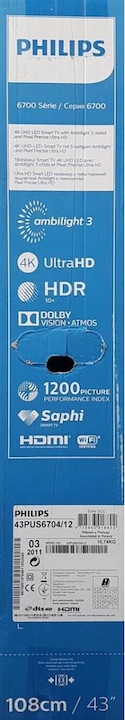 Image du produit Philips 43PUS6704 (43", LCD, 4K, 2019)