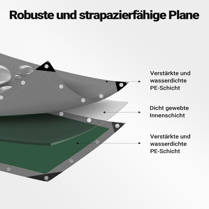 Actual product image Wiltec weatherproof tarpaulin green grey 4x3m PE tarpaulin 120g/m² garden tarpaulin (4 x 3 m)
