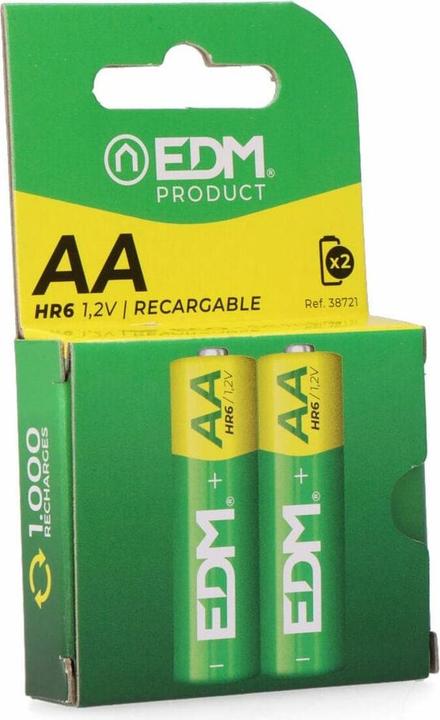 Produktbild EDM Eco-series aa rechargeable battery - hr6 2600 ma ø14.5 x 50.5 mm, 2 units (2 Stk., AA, 2600 mAh)