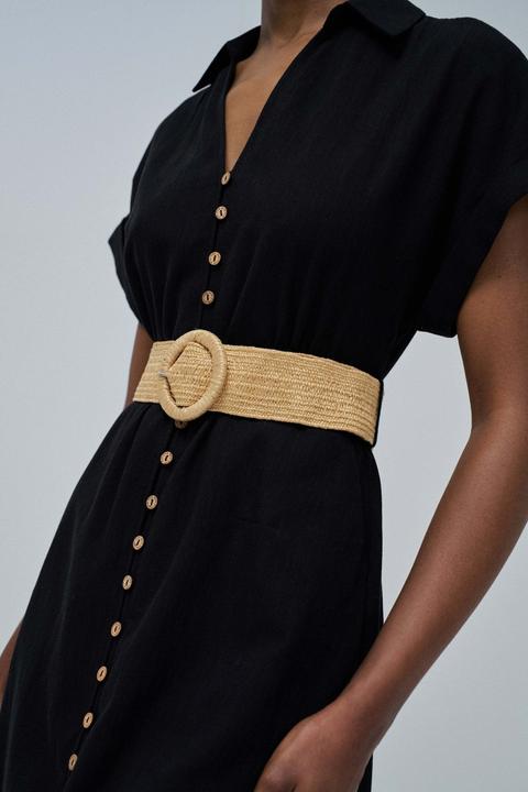 Image du produit Salsa Jeans Midikleid Linen Shirt Dress With Front Buttoned Belt (M)