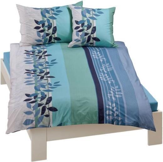 em-es-te Parure de lit avec décor de feuilles, bleu (Housse de couette, 200 x 210 cm)