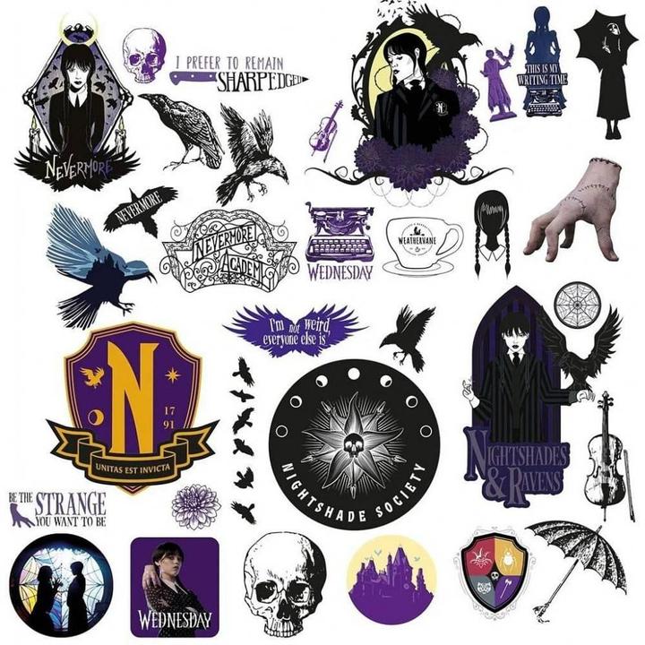 Produktbild Wednesday TechAufkleber Nightshade 33erPack Set (33 Sticker)