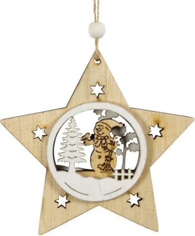 Produktbild Bekos Holz-Baumschmuck Sterne und Bäume mit Intarsien 4er Set