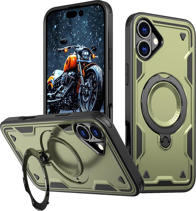 Actual product image Hurtel Hybrid Armor Trendy Case with MagSafe for iPhone 16 Plus - Green (Apple iPhone 16 Plus)
