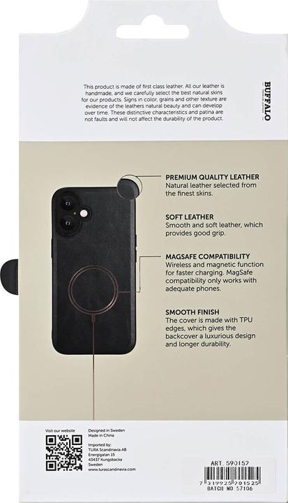 Productafbeelding Buffalo Leather Backcover MagSeries - iPhone 16 Plus Black (Apple iPhone 16 Plus)