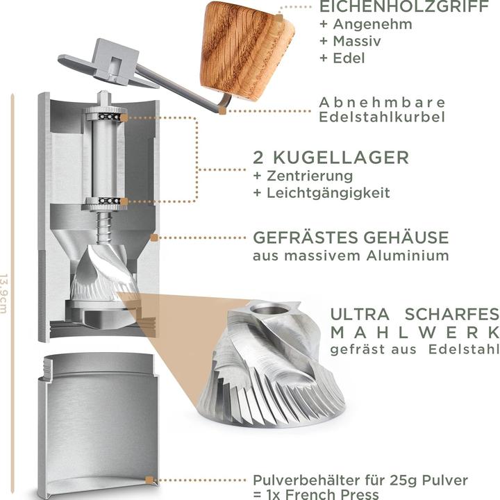 Produktbild Manuelle Espressomühle mit Edelstahlmahlwerk