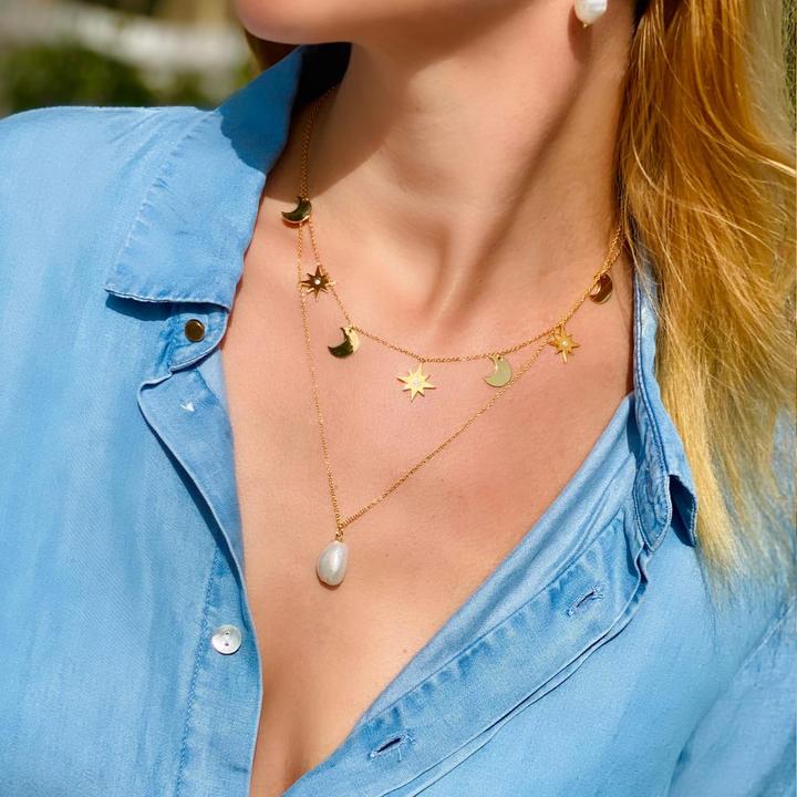 Immagine prodotto Candy Collana Aura, argento 925, placcato oro (Argento 925, Placcato oro 18k, 38 - 41 cm)