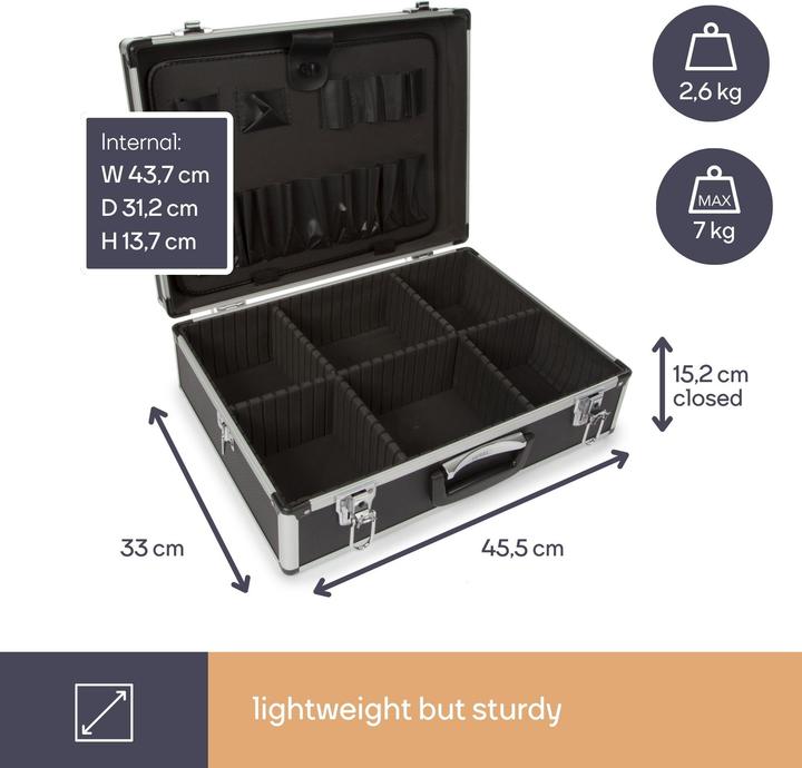 Produktbild Velleman Aluminium-Werkzeugkoffer - 455 x 330 x 152 mm - Schwarz
