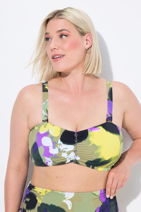 Immagine prodotto Ulla Popken Bikini con fiori, spalline regolabili, arricciatura e slip a vita alta (46)