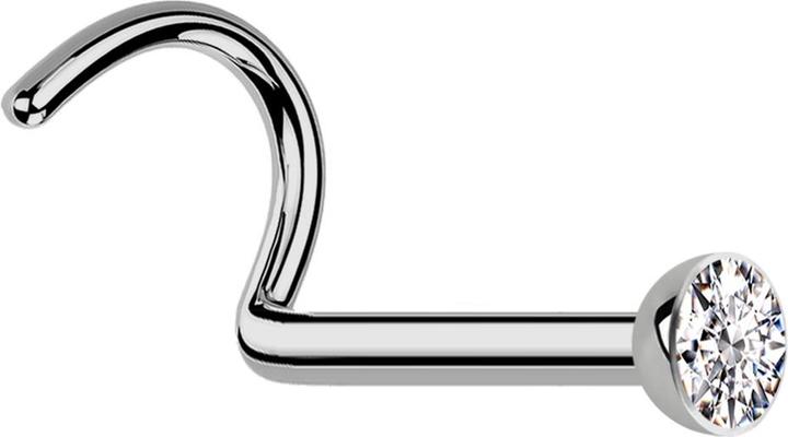 Actual product image Star Piercing Steriler Nasenstecker gebogen silber Halbkugel Premium Cubic Zirconia Kristall silber (Titanium, without brass)