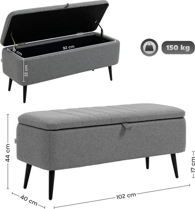 Image du produit Homcom Sitzbank Polyester, Stahl Grau (40 cm)