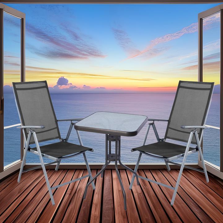 Produktbild Mojawo 3-tlg Bistro Garnitur Bistromöbel Klappstuhl Sitzgruppe Hochlehner