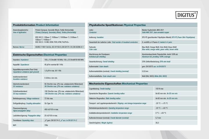 Actual product image Digitus Cat.7 S/FTP installation cable, 305 m, simplex, Dca (SFTP, CAT7, 305 m)