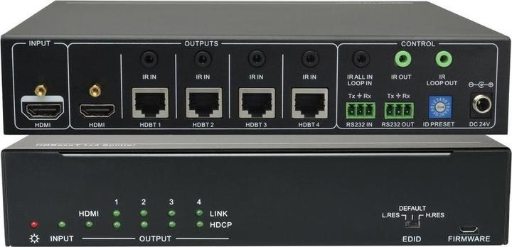 Actual product image Vivolink HDBT splitter 1x4 with loop