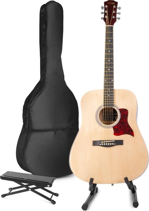 Max Music Acoustic guitar for beginners - Solojam Western guitar - incl.Guitar Standard, Footrest, Guitar (Acoustic guitar, Lime wood, Maple neck)
