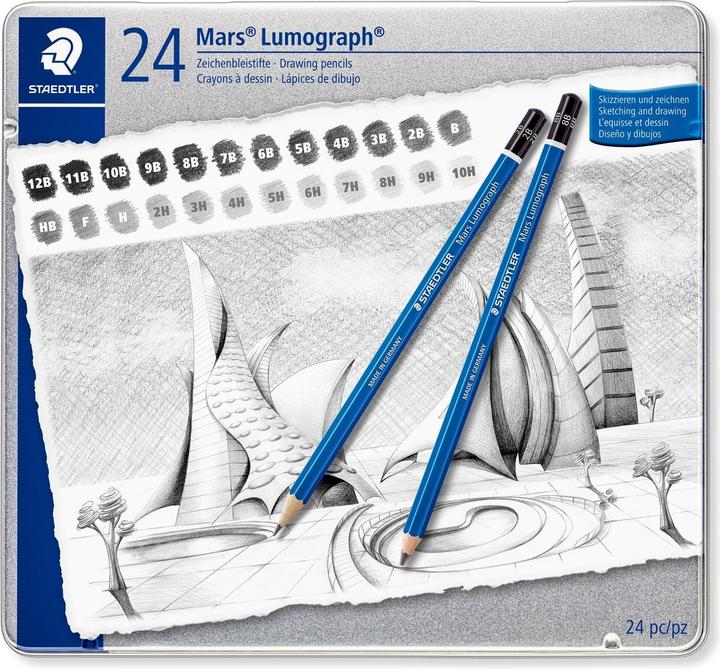 Actual product image Staedtler Mars Lumograph 100 drawing pencils (2 mm, M, 24 x)