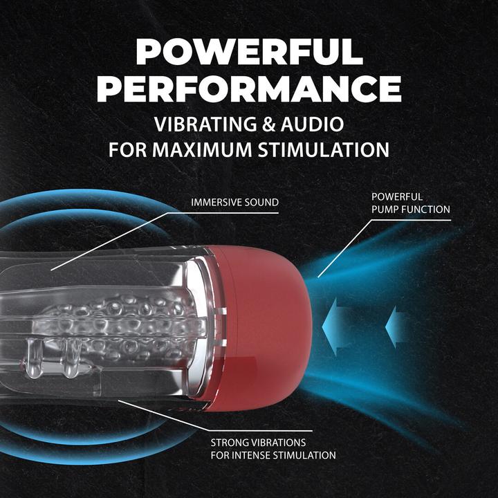 Image du produit Shots SonicPull - Suction and Vibration Masturbator Pump - Multimedia Enhanced - Metallic Red