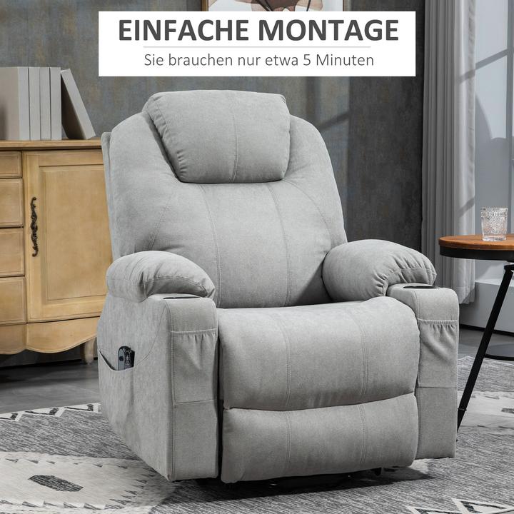 Image du produit Homcom Elektrischer Aufstehsessel Polyester, Metall Hellgrau