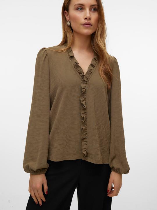 Produktbild Vero Moda Normal geschnitten V-Ausschnitt Elastische Bündchen Voluminöser Armschnitt Top Bluse (XS)