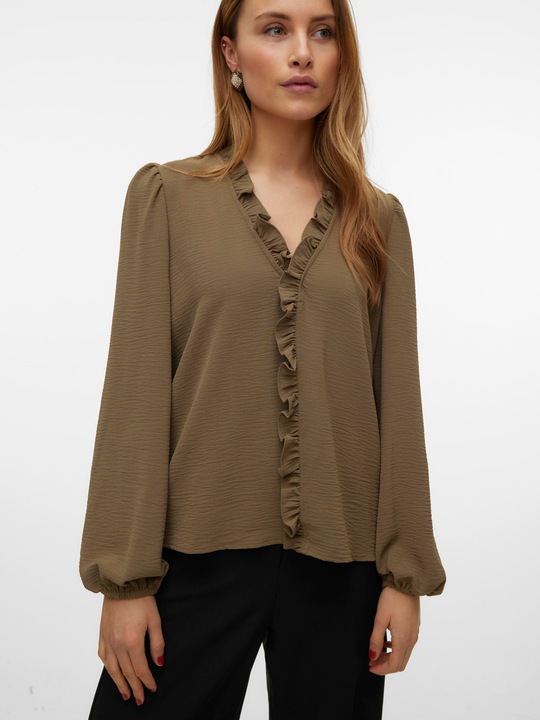 Actual product image Vero Moda Regular fit V-neckline Elasticated cuffs Voluminous sleeve cut Top Blouse (XS)