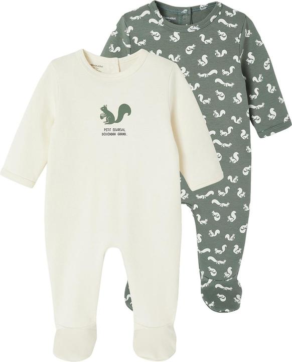 Image du produit Vertbaudet Bio-Kollektion: 2er-Pack Baby Strampler EICHHÖRNCHEN (68)
