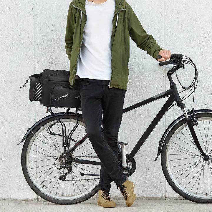 Produktbild Wozinsky bike carrier bag with 9l shoulder strap (rain cover included) black (WBB22BK) (9 l, Gepäckträgertasche)