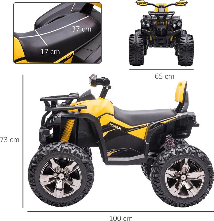 Image du produit Homcom Quad électrique ATV Véhicule pour enfants avec feux avant LED et MP3 USB (12 V)