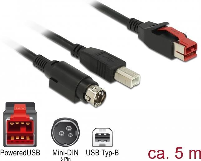 Produktbild Delock 85491  PoweredUSB Kabel Stecker 24 V (5 m, USB 2.0)