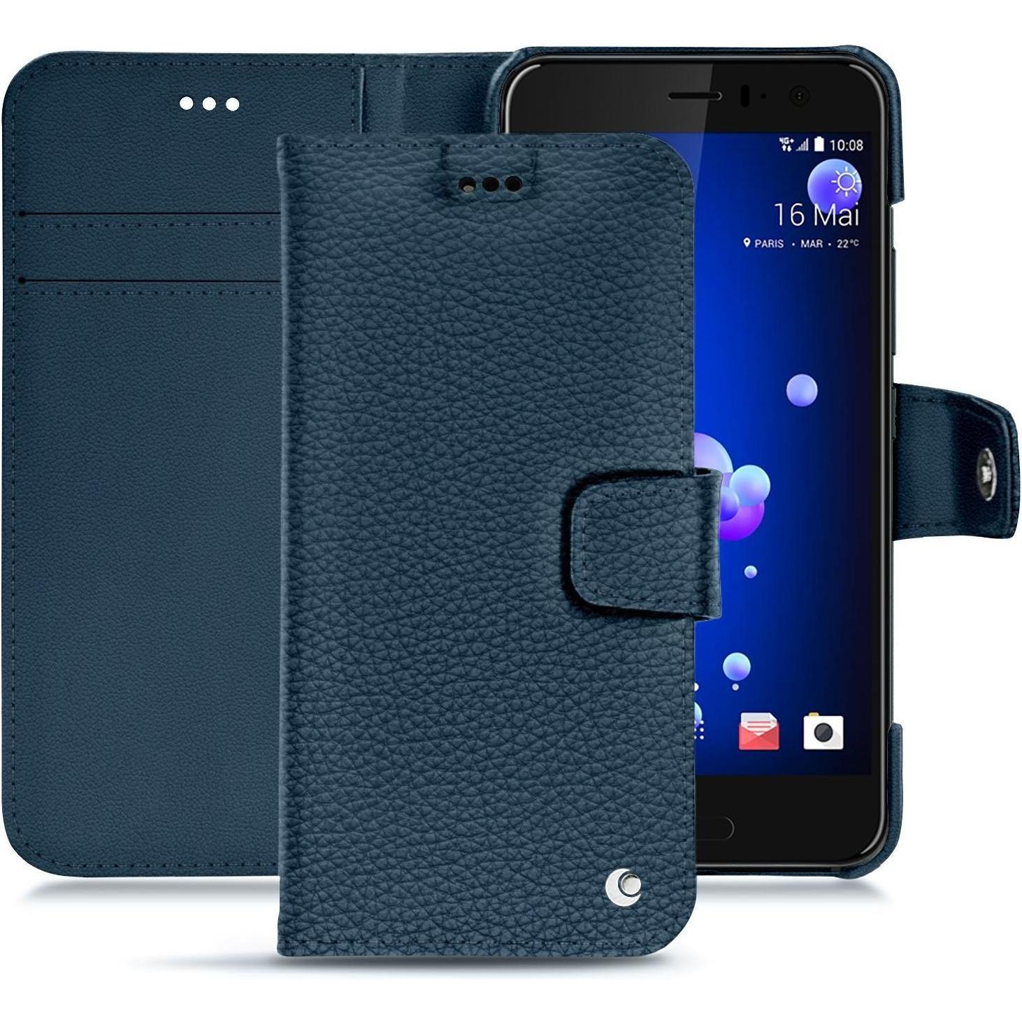 Noreve Lederschutzhülle Wallet (HTC U11), Smartphone Hülle, Blau