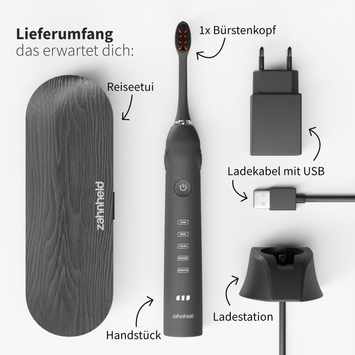Produktbild Zahnheld Elektrische Schallzahnbürste Gero Schwarz (Schallzahnbürste)