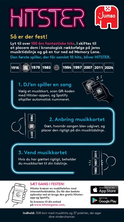 Produktbild Jumbo Hitster Music Card Game (DK) (HIT006DK) (Dänisch, 2 - 6 Spieler)