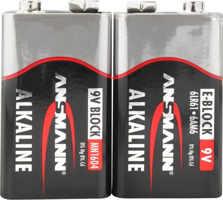 Actual product image Ansmann 9 V block battery alkaline manganese (2 pcs., 9V Block, 550 mAh)