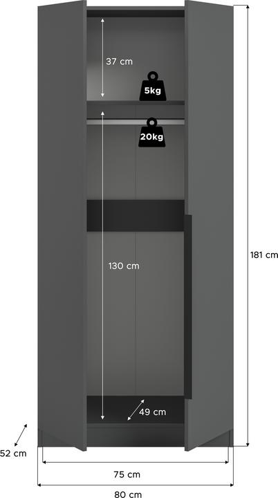 Produktbild Xonox Home Kopenhagen (80 x 52 x 181 cm)
