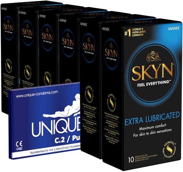 Produktbild Skyn «Extra Feucht» Vorteilspack - 60 (6x10) latexfreie Kondome + 1x Kamyra Unique Pull gratis! (63 Stk.)