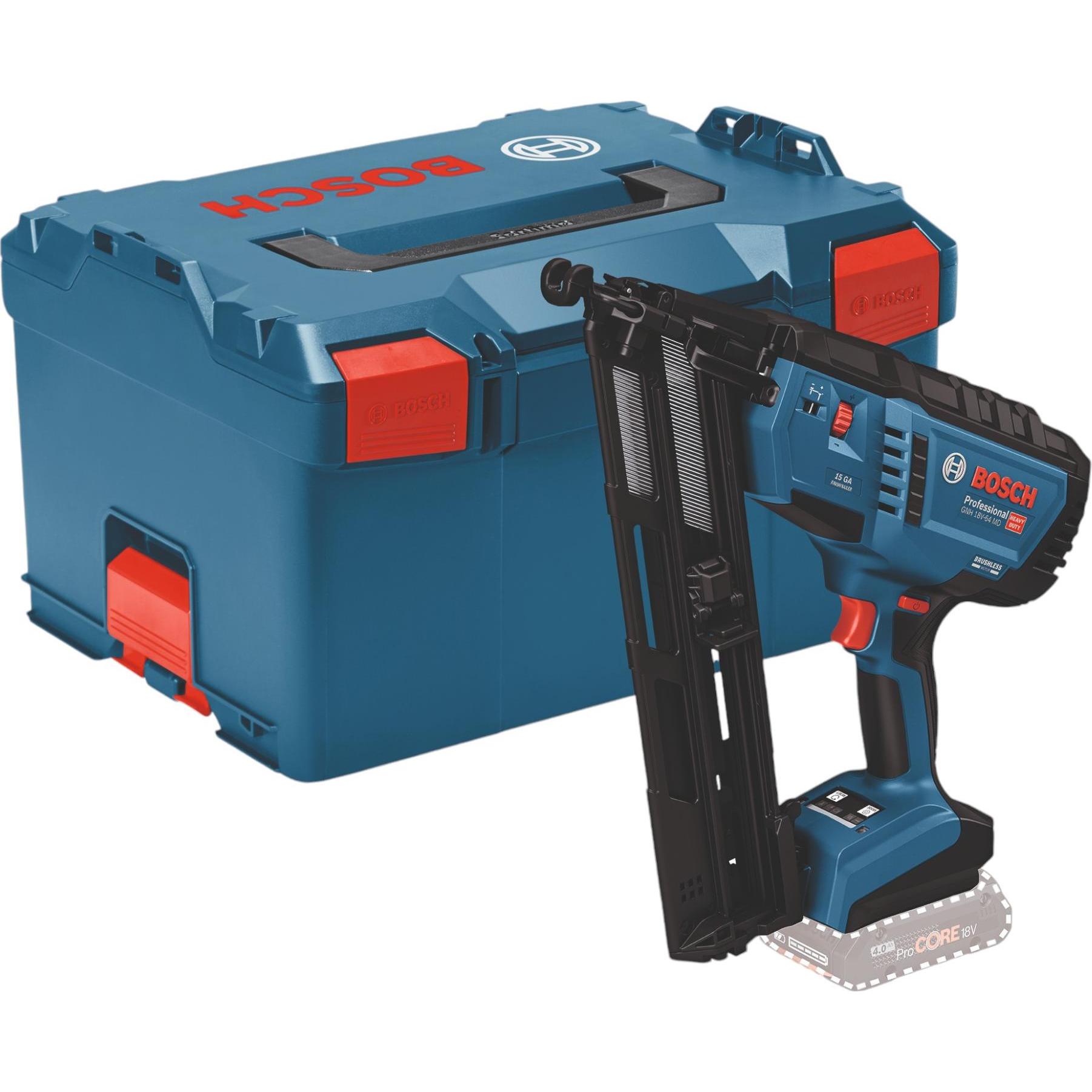 Bosch Professional, Tacker + Nagelpistole, Akku-Holznagler GNH 18V-64 MD, L-BOXX 238